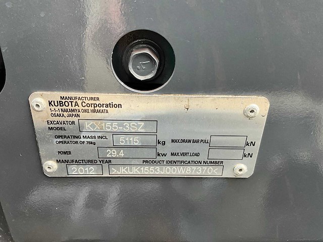 2012 kubota kx155-3sz midigraafmachine - afbeelding 24 van  30