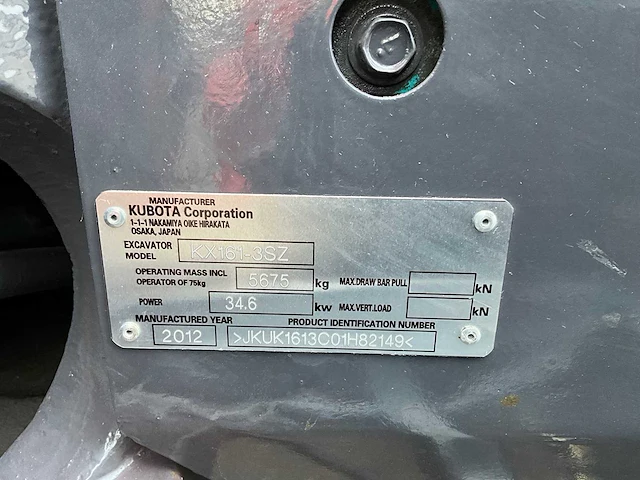 2012 kubota kx161-3sz midigraafmachine - afbeelding 21 van  28