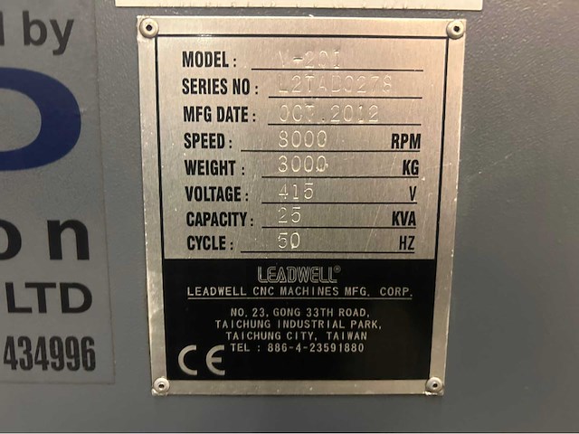 2012 leadwell v-20i cnc universeel machinecentrum - afbeelding 8 van  16