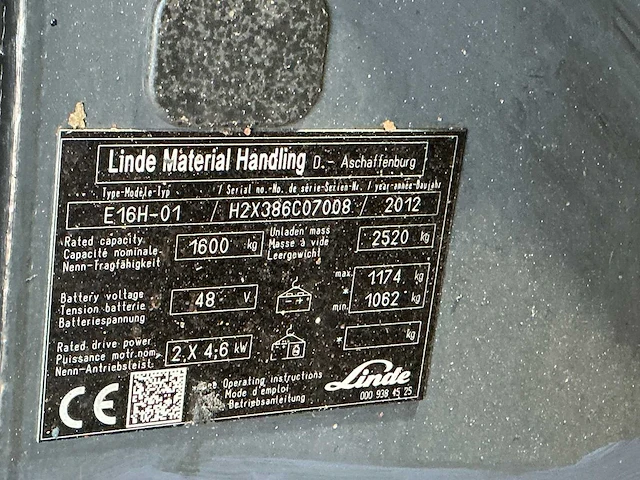 2012 linde e16h-01 vorkheftruck - afbeelding 8 van  16