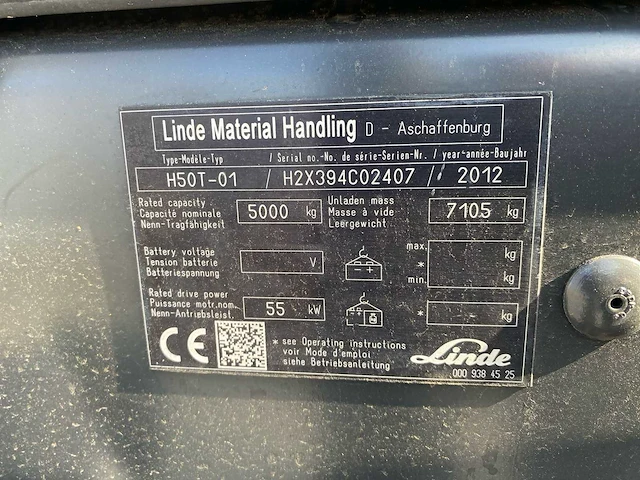 2012 linde h 50t vorkheftruck - afbeelding 9 van  9
