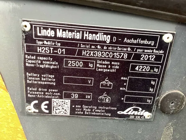 2012 linde h25t vorkheftruck - afbeelding 19 van  19