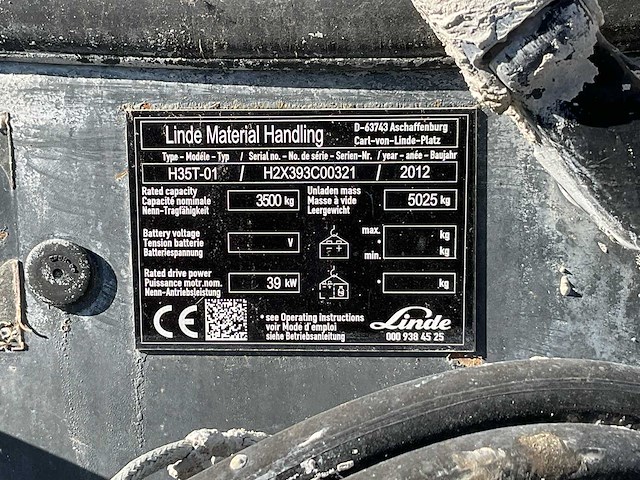 2012 linde h35t-01 vorkheftruck - afbeelding 9 van  17