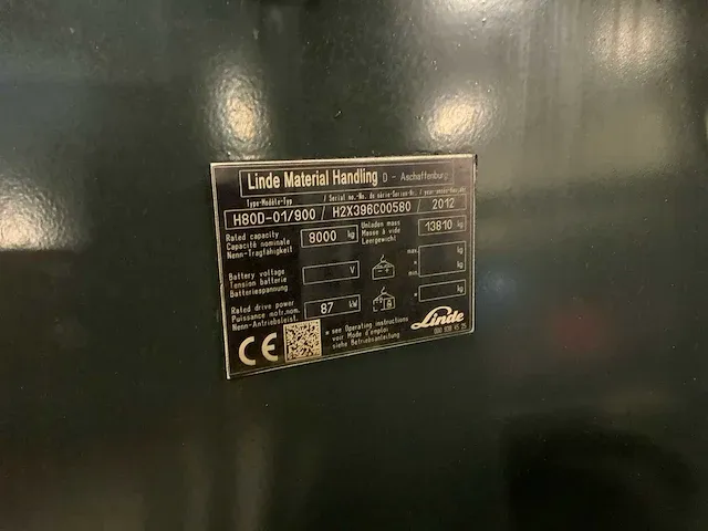 2012 linde h80d/900 vorkheftruck - afbeelding 2 van  19