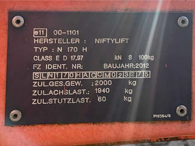 2012 niftylift nifty 170 hac hoogwerker aanhangwagen - afbeelding 16 van  24