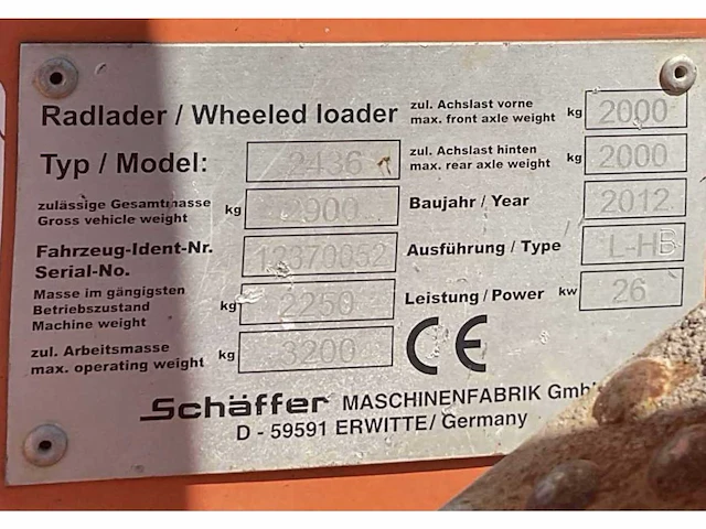 2012 schäffer 2436 knik wiellader 4x4 - afbeelding 22 van  29