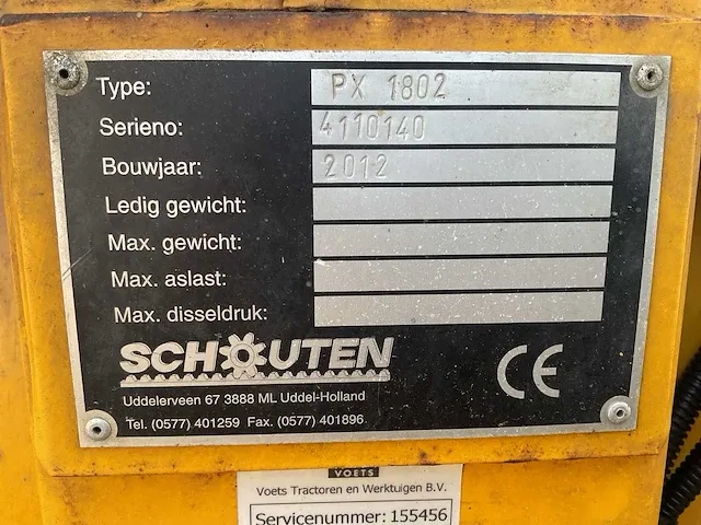 2012 schouten px 1802 grasveegmachine - afbeelding 8 van  16