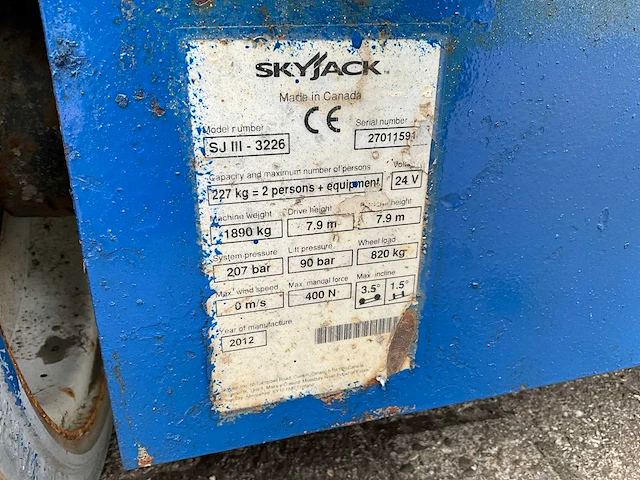2012 skyjack sjiii 3226 hoogwerker - afbeelding 4 van  12