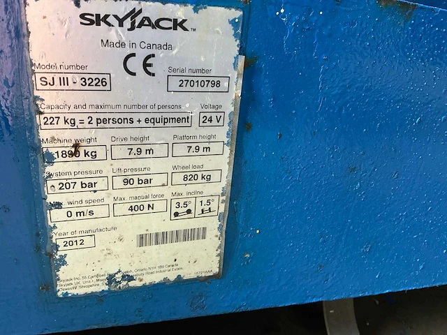 2012 skyjack sjiii 3226 hoogwerker - afbeelding 4 van  12