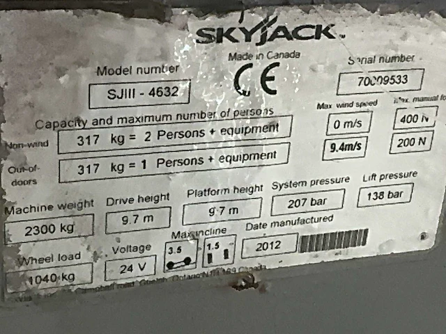 2012 skyjack sjiii4632 hoogwerker - afbeelding 6 van  14