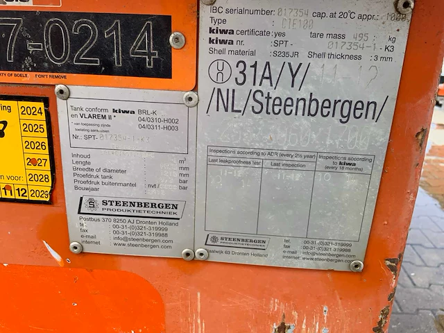 2012 steenbergen cie100 brandstof opslagtank - afbeelding 7 van  7
