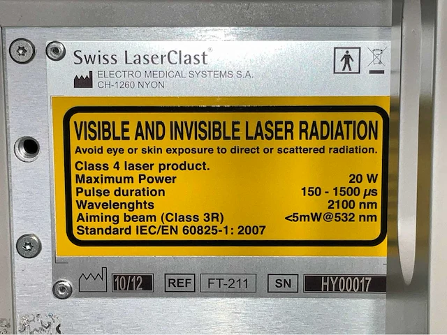 2012 swiss laserclast ft-211 endoscopisch lasersysteem voor steenbeheer - afbeelding 21 van  28