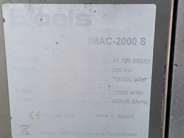 2012 thermobile imac-2000 s industriële heater / event heater / hetelucht turbine - afbeelding 4 van  12