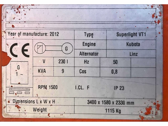 2012 tower light superlight vt1 lichtmast aggregaat aanhangwagen - afbeelding 15 van  23