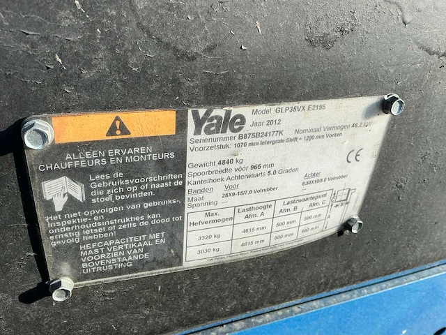 2012 yale glp35vx e2195 vorkheftruck - afbeelding 4 van  14