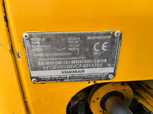 2012 yanmar vio 20-4 minigraafmachine - afbeelding 31 van  33