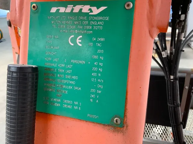 2013 - nifty - 120 tac - aanhanger hoogwerker - afbeelding 7 van  23