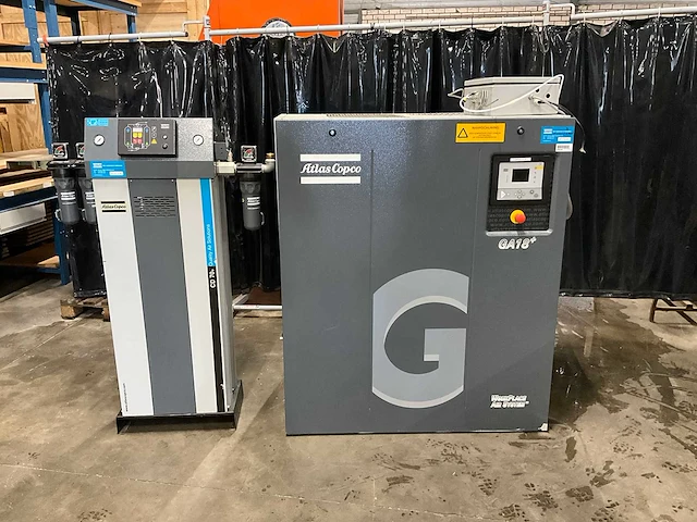 2013 atlas copco ga18+ / cd70+ schroefcompressor met luchtdroger - afbeelding 1 van  19