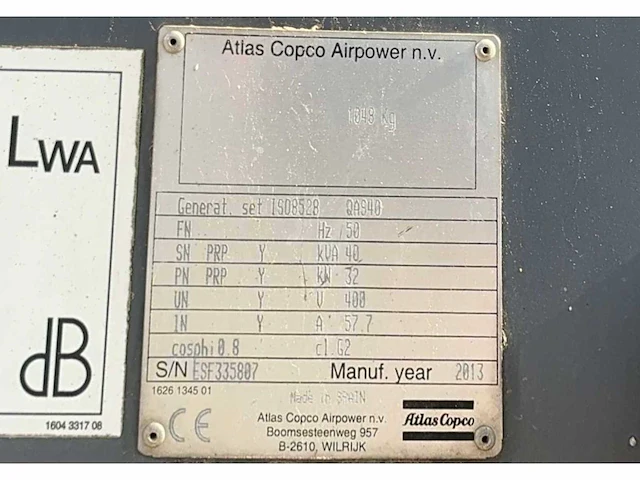 2013 atlas copco qas 40 stroom aggregaat aanhangwagen - afbeelding 7 van  15