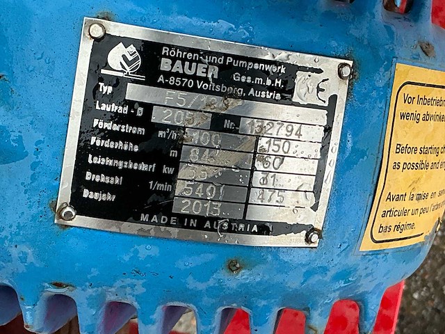 2013 bauer f5/100 beregeningspomp - afbeelding 4 van  12