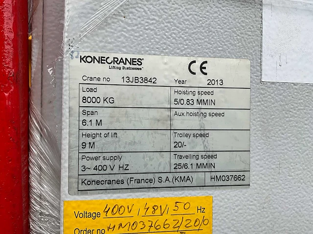 2013 conecranes 8.0t bovenloophalkraan - afbeelding 15 van  15