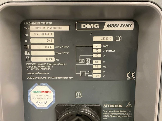 2013 dmg mori seiki dmu 75 monoblock cnc freesmachine - afbeelding 8 van  46