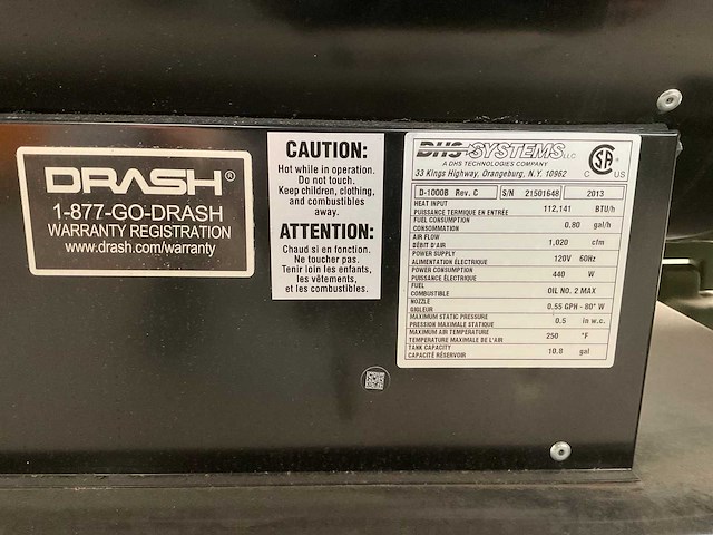 2013 drash d-1000b heater - afbeelding 7 van  7