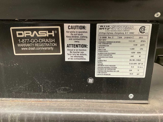 2013 drash d-1000b heater - afbeelding 7 van  7