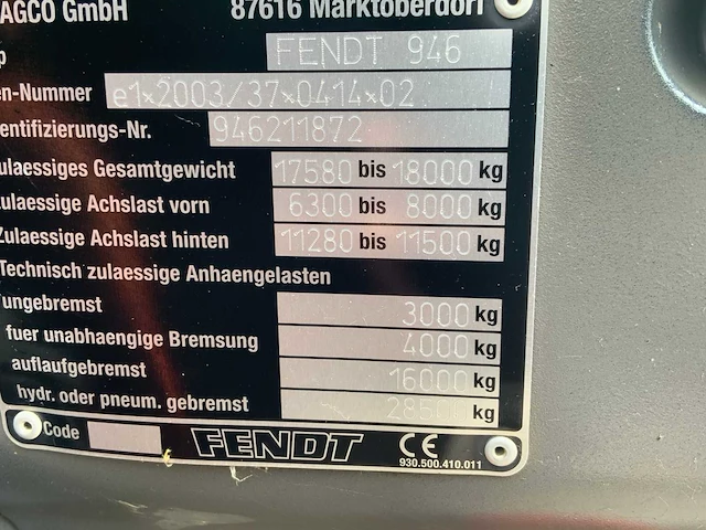 2013 fendt 939 vario profi plus vierwielaangedreven landbouwtractor - afbeelding 38 van  43