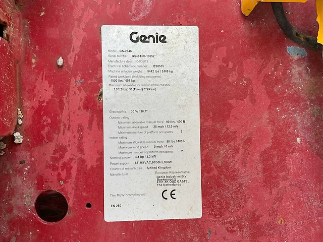 2013 genie gs-2646 schaarhoogwerker - afbeelding 5 van  13