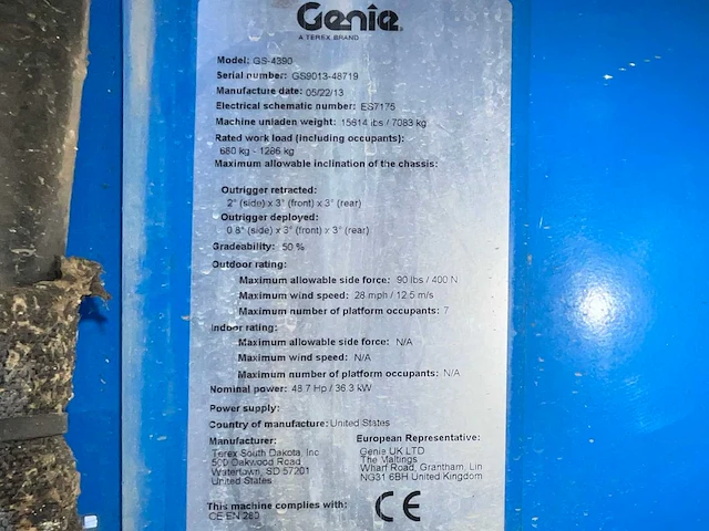 2013 genie gs-4390rt hoogwerker 4x4 - afbeelding 22 van  29