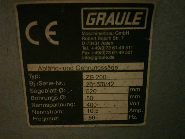 2013 graule zs200 afkortcirkelzaagmachine - afbeelding 8 van  8