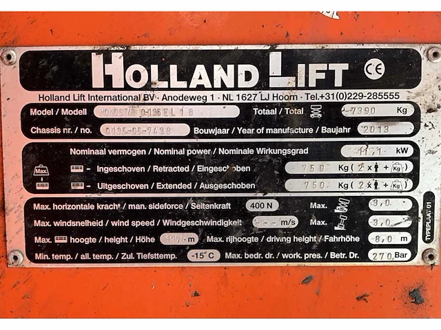 2013 holland lift q-135el18 hoogwerker - afbeelding 15 van  22
