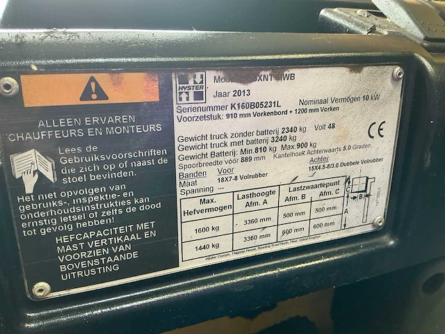 2013 hyster j16xntmwb vorkheftruck - afbeelding 4 van  12