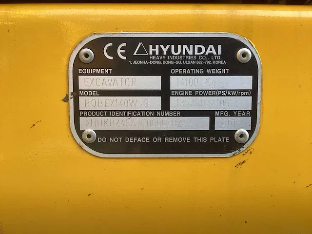 2013 hyundai robex 140w banden graafmachine - afbeelding 39 van  44