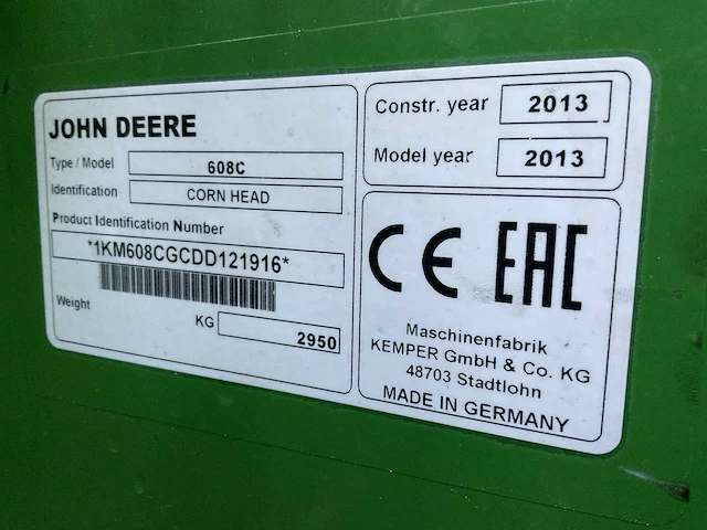 2013 john deere 608 c maïskolven bek - afbeelding 9 van  17