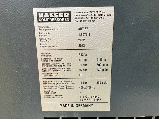 2013 kaeser asd32t schroefcompressor - afbeelding 6 van  16