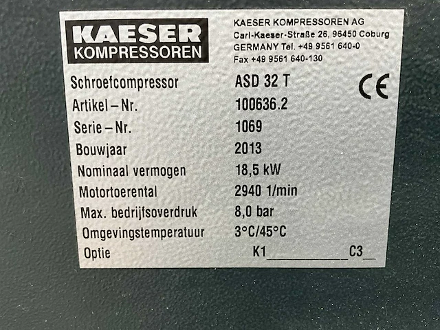 2013 kaeser asd32t schroefcompressor - afbeelding 7 van  16