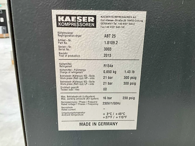 2013 kaeser sk22t schroefcompressor - afbeelding 2 van  10
