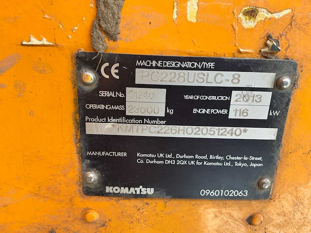 2013 komatsu pc228uslc-8 rupsgraafmachine - afbeelding 46 van  49