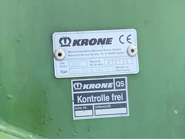2013 krone easycut b 1000 cv c maaier - afbeelding 29 van  35