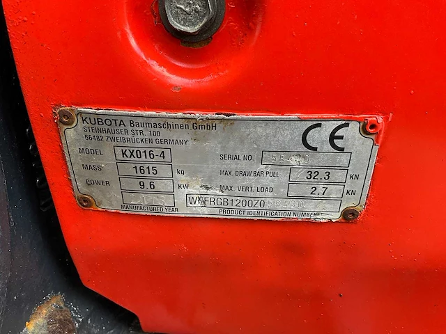2013 kubota kx016-4 minigraafmachine - afbeelding 25 van  32
