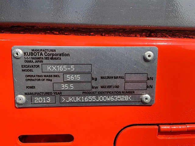 2013 kubota kx165-5 midigraafmachine - afbeelding 21 van  29