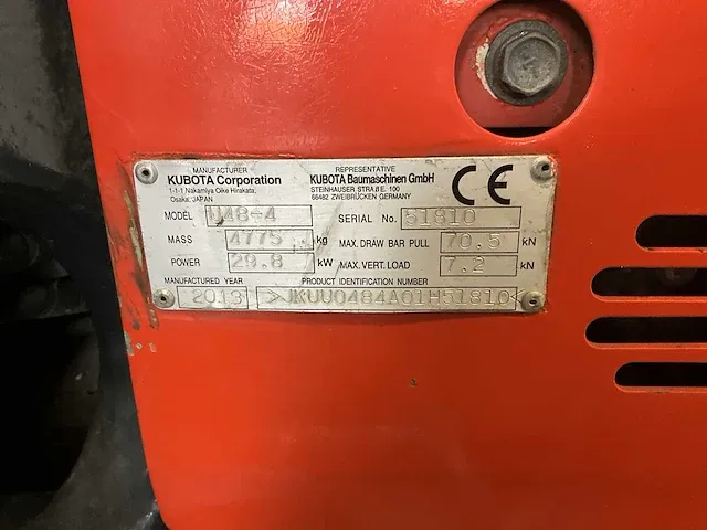 2013 kubota u48-4 minigraafmachine - afbeelding 37 van  43