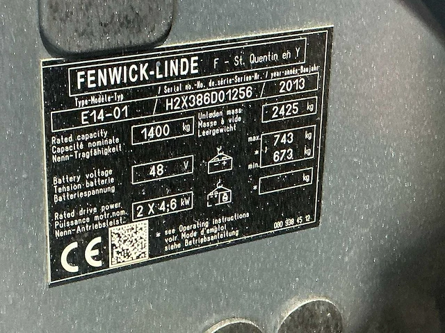 2013 linde e14-01 vorkheftruck - afbeelding 9 van  17
