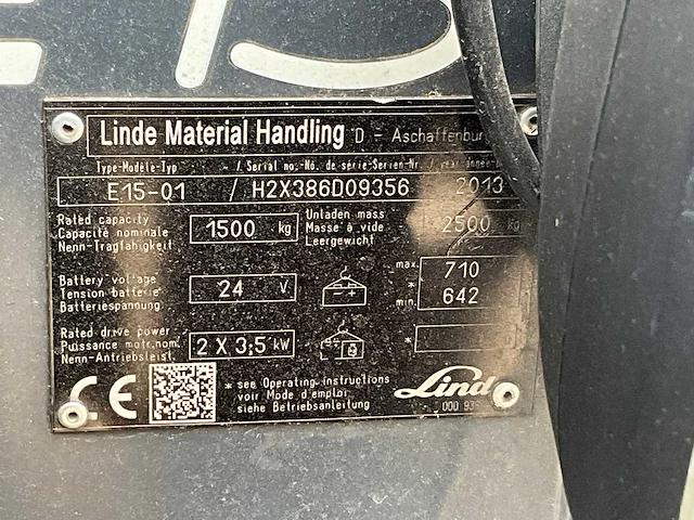 2013 linde e15-01 vorkheftruck - afbeelding 7 van  15