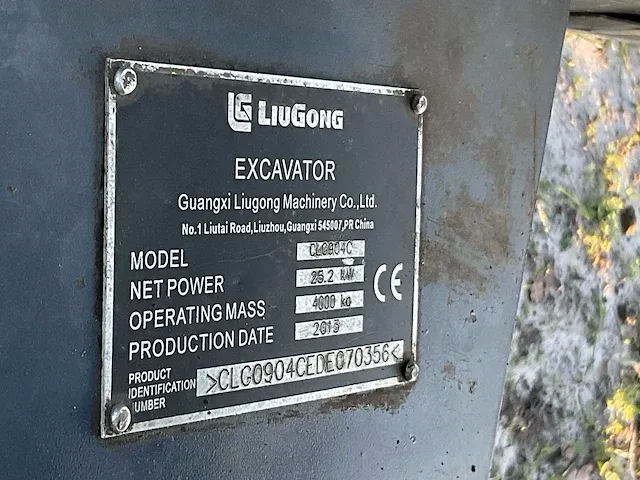 2013 liugong clg904c mini-rupsgraafmachine - afbeelding 14 van  21