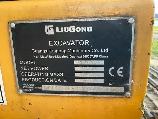 2013 liugong clg915d rupsgraafmachine - afbeelding 11 van  20