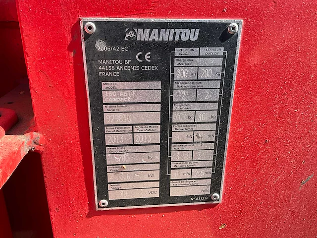 2013 manitou 150aetj compact hoogwerker - afbeelding 10 van  18