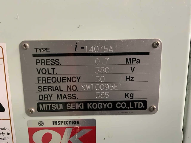 2013 mitsui seiki i-14075a olievrije compressor - afbeelding 14 van  14